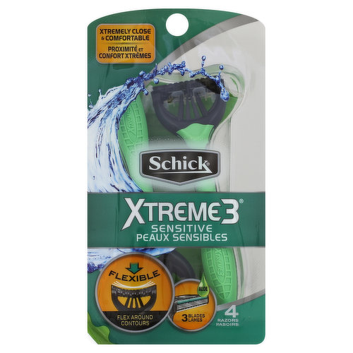 Schick Razors, Sensitive, 3 Blades