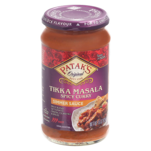 Patak's Simmer Sauce, Tikka Masala, Spicy Curry, Hot