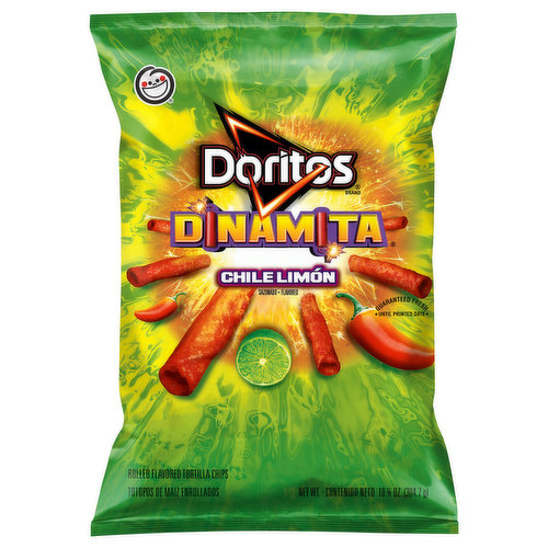 Rolled flavored tortilla chips. Sabritas. They're rolled to explode with flavor! The perfect detonation of spicy chile with a twist of lime. Facebook. Find us on: facebook.com/doritosusa. Twitter. Follow us on Twitter (at)doritosusa. Smartlabel: Scan here for more food information or call 1-800-352-4477. Questions or comments? call 1-800-352-4477. During weekdays from 9:00am to 4:30pm central time.