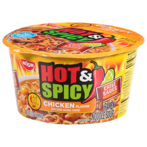 Nissin Ramen Noodle Soup, Hot & Spicy, Chicken