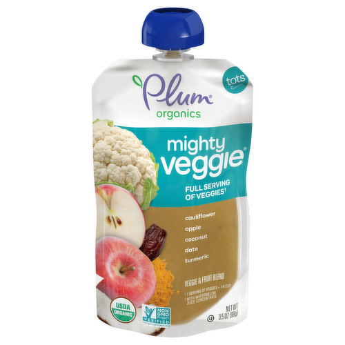 Plum Organics Plum Organics® Mighty Veggie® Veggie & Fruit Blend - Cauliflower, Apple, Coconut, Date & Turmeric 3.5oz Pouch
