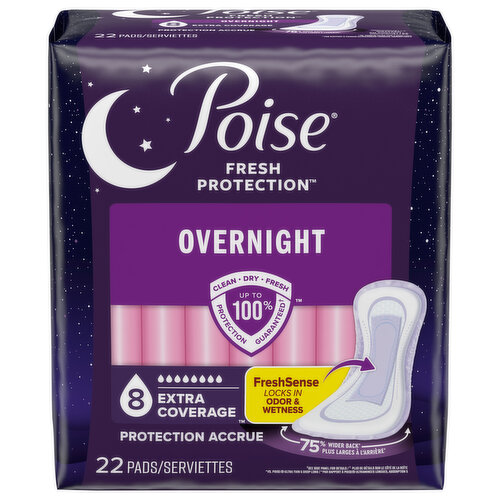 Poise Pads, Overnight, Extra Coverage