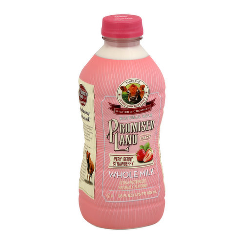 Promised Land Dairy Milk, Whole, Very Berry Strawberry, Natural