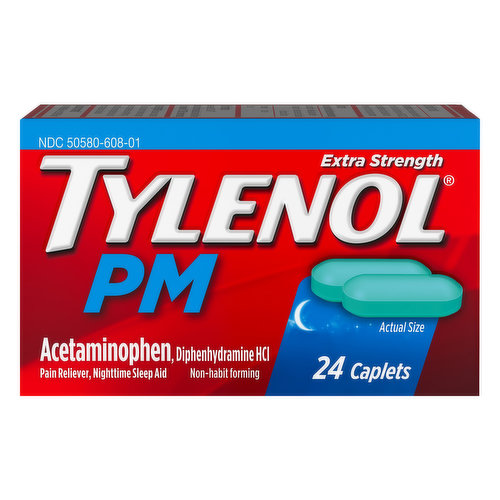 Tylenol Acetaminophen, PM, Extra Strength, Caplets