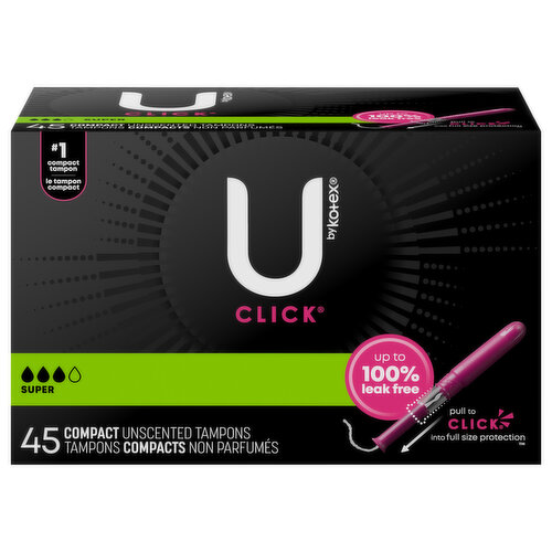 U by Kotex Tampons, Compact, Super, Unscented