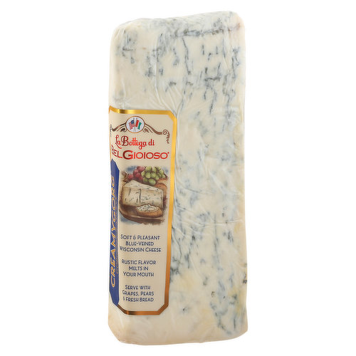 Gorgonzola dolce. Soft & pleasant blue-veined Wisconsin cheese. Rustic flavor melts in your mouth. Aged a minimum of 90 days. belgioioso.com. Crafted in Wisconsin from cultured pasteurized milk, salt enzymes, mold.