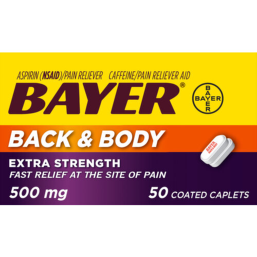 Bayer Back & Body, Extra Strength, 500 mg, Coated Caplets