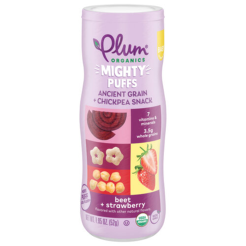 Plum Organics Mighty Puffs Beet + Strawberry 1.85oz Canister