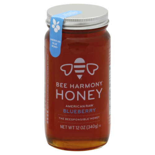 Bee Harmony Honey, American Raw, Blueberry