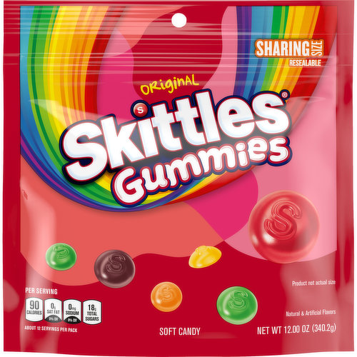 Skittles Soft Candy, Original, Gummies, Sharing Size