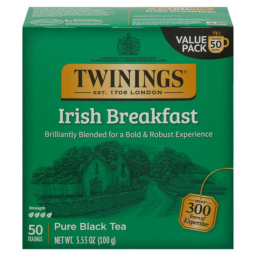 Twinings Black Tea, Irish Breakfast, Bags, Value Pack