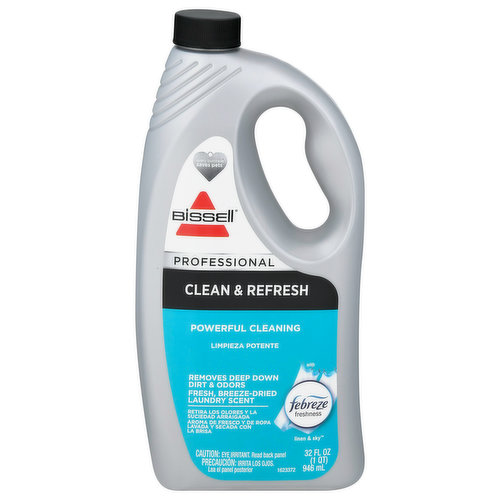 Febreze freshness. Professional strength formula. Removes deep down dirt & odors. Fresh, breeze-dried laundry scent. Every purchase saves pets. Deep. Cleans 1200 sq. ft. or 6 rooms (Based on average room size of 180 sq. ft). Eliminates odors & freshens. Professional level results. Biodegradable detergents. Contains no heavy metals, phosphates or dyes. Earth friendly formula.