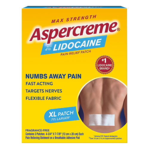 Aspercreme Pain Relief Patch, with 4% Lidocaine, Max Strength, XL