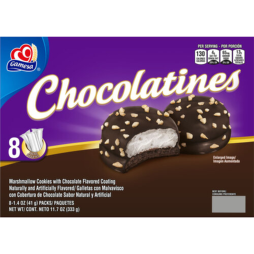 Gamesa Marshmallow Cookies, Chocolatines, 8 Pack