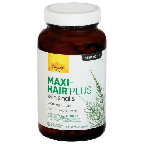 Established 1971. Our pledge of integrity. Authenticity. Cleanliness. Freshness consistency. Accuracy. This product, which is formulated with B vitamins, biotin and MSM, brings life back to Your hair, skin and nails. Maxi blend of botanicals & amino acids. Powered by b vitamins. Yes manufacturing supports wind power. This product does not contain common GE. This product has been manufactured at a GMP registered facility. Certified B Corporation.