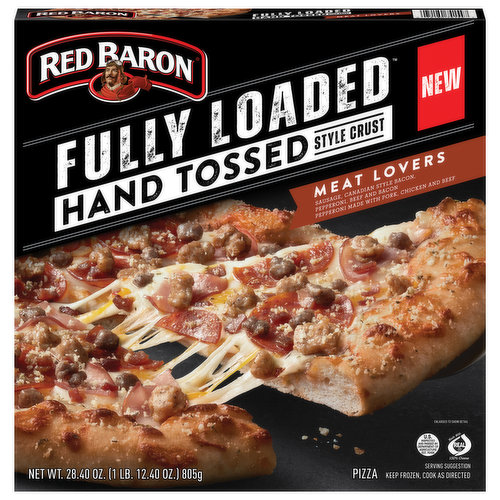 Red Baron Pizza, Hand Tossed Style Crust, Fully Loaded, Meat Lovers