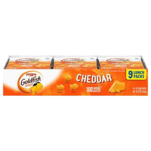 Goldfish Baked Snack Crackers, Cheddar, 9 Lunch Packs