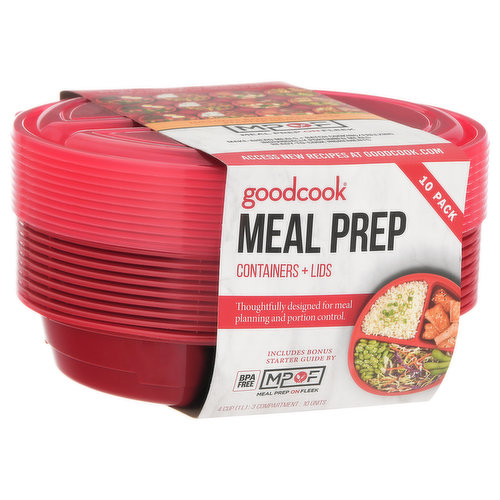 GoodCook Containers + Lids Meal Prep 1 Compartment 4 Cup - 10 Count -  Albertsons