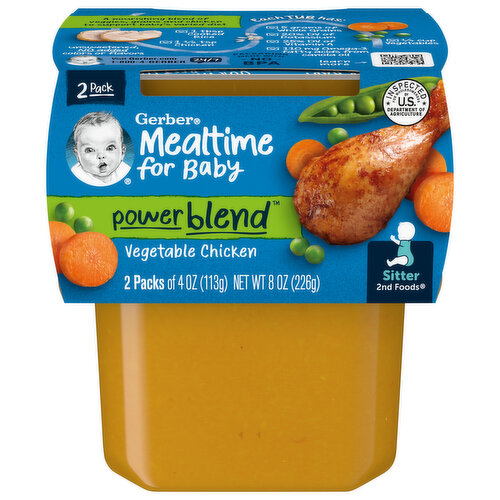 Gerber Vegetable Chicken, Powerblend, Sitter 2nd Foods - FRESH by