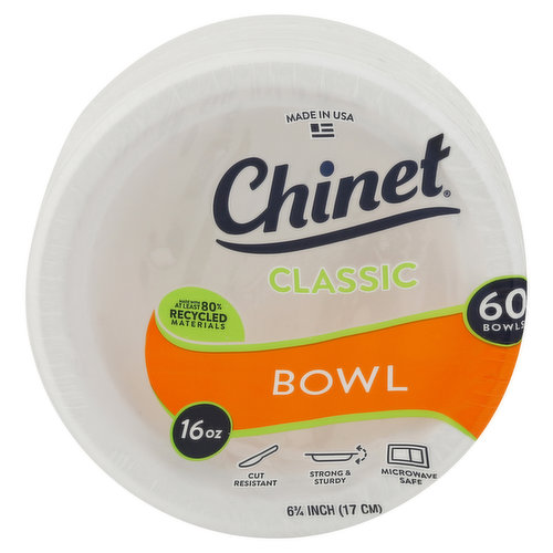Cut resistant. Strong & sturdy. Microwave safe. Chinet 90 years.