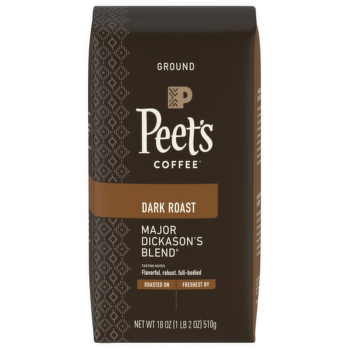 Peet's Coffee Coffee, Ground, Dark Roast, Major Dickasons Blend