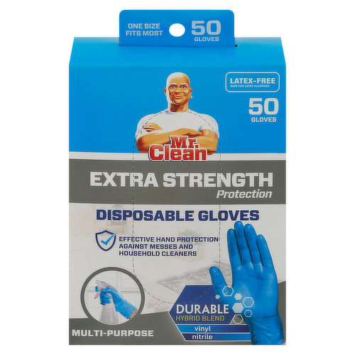 Mr. Clean Gloves, Disposable, Extra Strength Protection, Multi-Purpose, Latex-Free