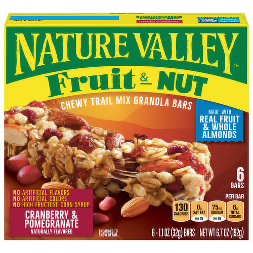 Nature Valley Granola Bars, Chewy, Cranberry & Pomegranate, Fruit & Nut