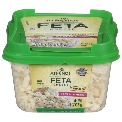 Athenos Cheese, Feta, Garlic & Herb, Crumbled