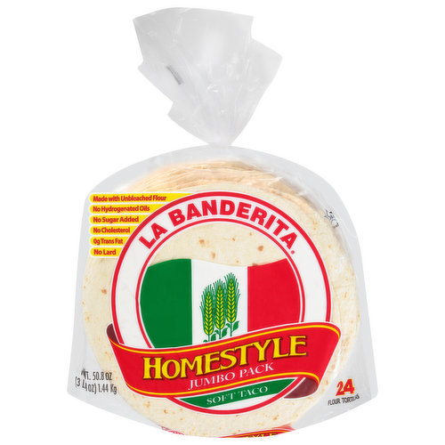 La Banderita Flour Tortillas, Soft Taco, Homestyle, Jumbo Pack