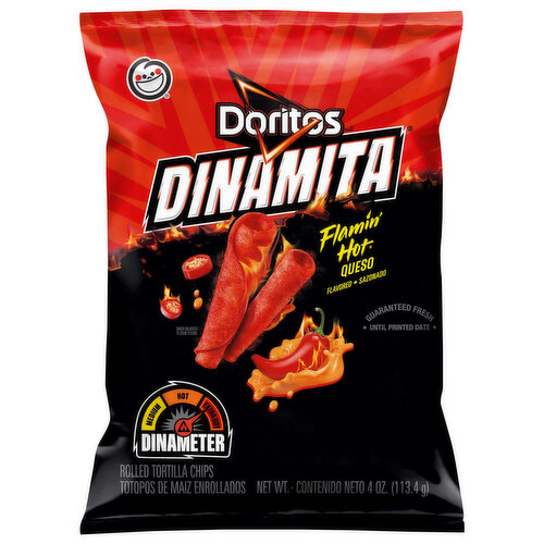 Doritos Tortilla Chips, Rolled, Flamin' Hot Queso Flavored