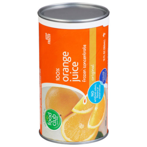 Food Club 100% Juice, Orange, Frozen Concentrate, Original