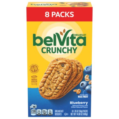 BELVITA Blueberry Breakfast Biscuits, 8 Packs (4 Biscuits Per Pack)