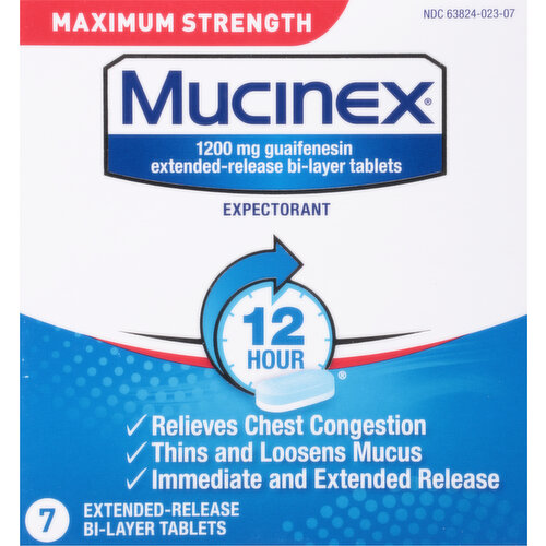 Mucinex Expectorant, Maximum Strength, 1200 mg, Tablets