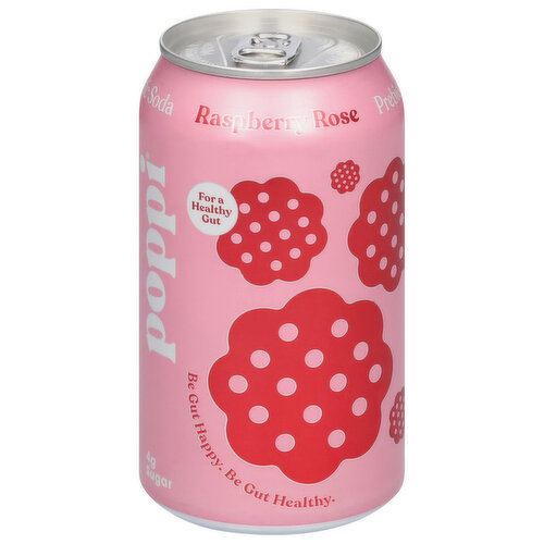 Poppi Prebiotic Soda, Raspberry Rose