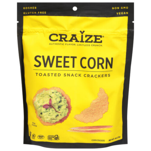 Craize Corn Crackers, Toasted, Sweet Corn