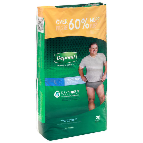 Depend Underwear, Fit-Flex, Maximum, L