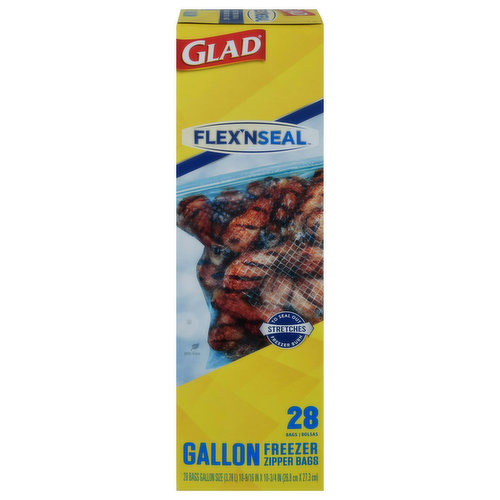 Glad Flex'NSeal Zipper Bags, Freezer, Quart - 35 bags