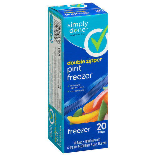 Simply Done Double Zipper Pint Size Freezer Bags