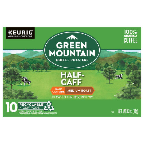 Green Mountain Coffee Roasters Coffee, Medium Roast, Half-Caff, K-Cup Pods