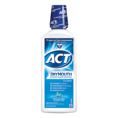 ACT Mouthwash, Anticavity Fluoride, Soothing Mint, Dry Mouth