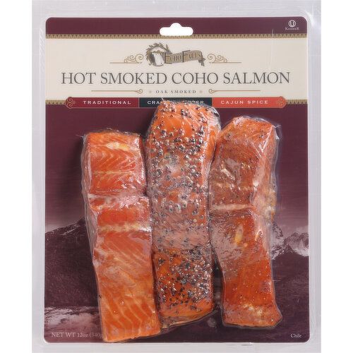 Echo Falls Coho Salmon, Traditional/Cracked Pepper/Cajun Spice, Hot Smoked