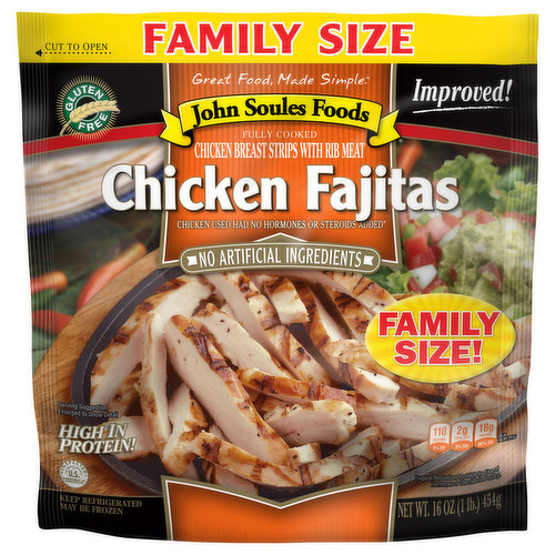 John Soules Foods Chicken Fajitas, Gluten Free, Family Size