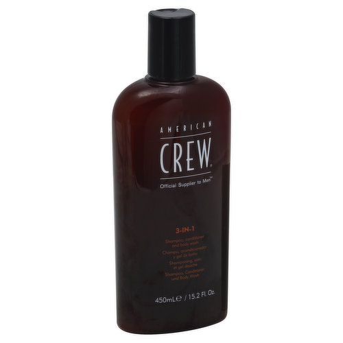 Official supplier to men. Convenient 3-in-1 product cleanses and conditions hair and skin. www.americancrew.com. In USA 1.800.598.2739. Made in USA with US and non-US components.
