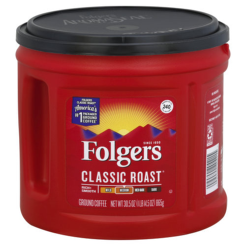 Folgers Coffee, Ground, Medium, Classic Roast