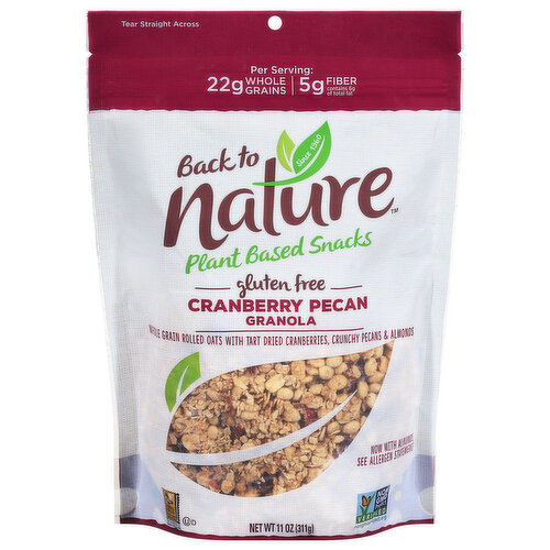 Back to Nature Granola, Cranberry Pecan, Plant Based Snacks