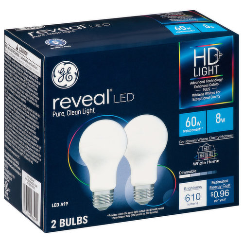 GE Light Bulbs, LED, HD+ Light, 8 Watts
