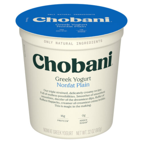 Chobani Yogurt, Greek, Nonfat, Plain