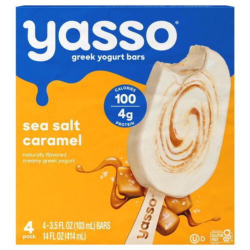 Yasso Yogurt Bars, Greek, Sea Salt Caramel, 4 Pack