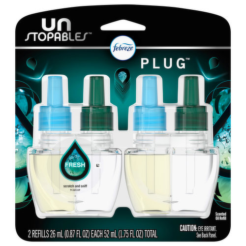 Your home?will smell scentastic and odor-free thanks to the Febreze Unstopables PLUG with Fade Defy Technology. It?eliminates odors?while filling the air with an intensely bold scent. With its digitally controlled scent release, Febreze Fade Defy technology delivers that first-day freshness you crave for 50 days (on a low setting), so you can ditch the fade and keep on sniffing. Unstopables Fresh takes your senses to airy new heights with the invigorating scent of clean laundry. Just?plug?the?warmer?into a high-traffic area of your home, choose your scent intensity, and breathe in the tantalizing freshness of Unstopables all day long. It’s a great addition anywhere in the house: We’re talking?living rooms,?bedrooms, and hallways. Not only that, when your refill gets too low, the handy low-level indicator light lets you know when it’s time to swap. Want to take that continuous freshness on the road? Grab a Febreze Unstopables CAR Vent Clip and show car odors who’s boss.