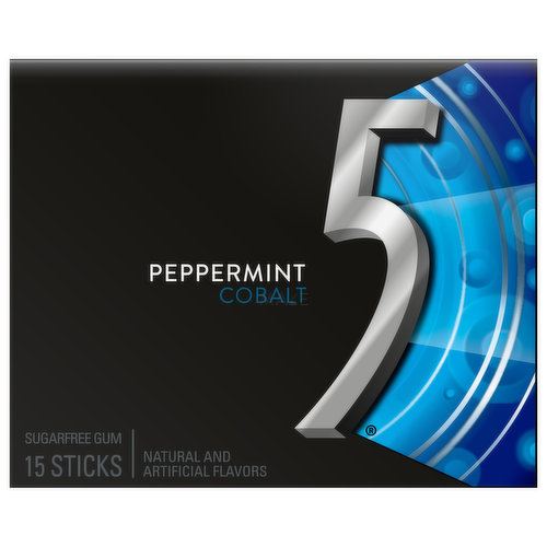5 Gum, Sugarfree, Peppermint, Cobalt